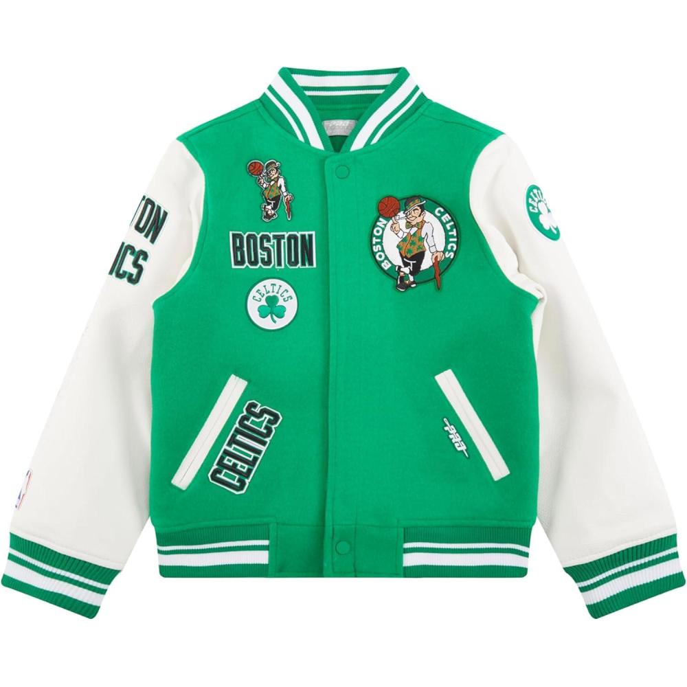 imagePro Standard Big Kids NBA Retro Classics Varsity JacketKelly Green White