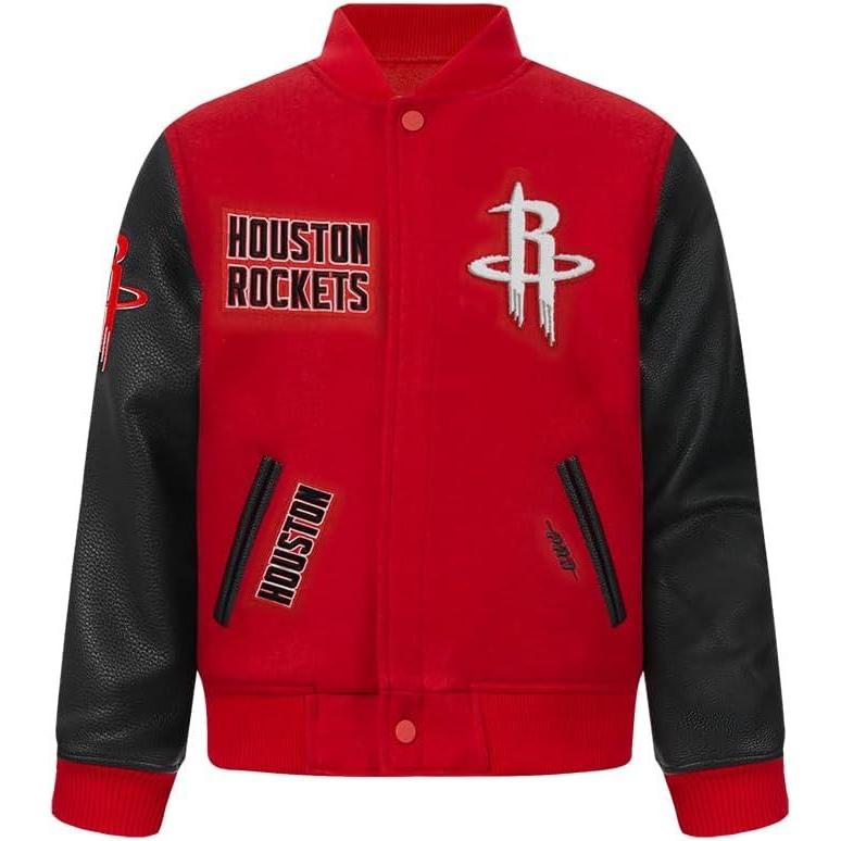 imagePro Standard Big Kids NBA Retro Classics Varsity JacketRedBlack
