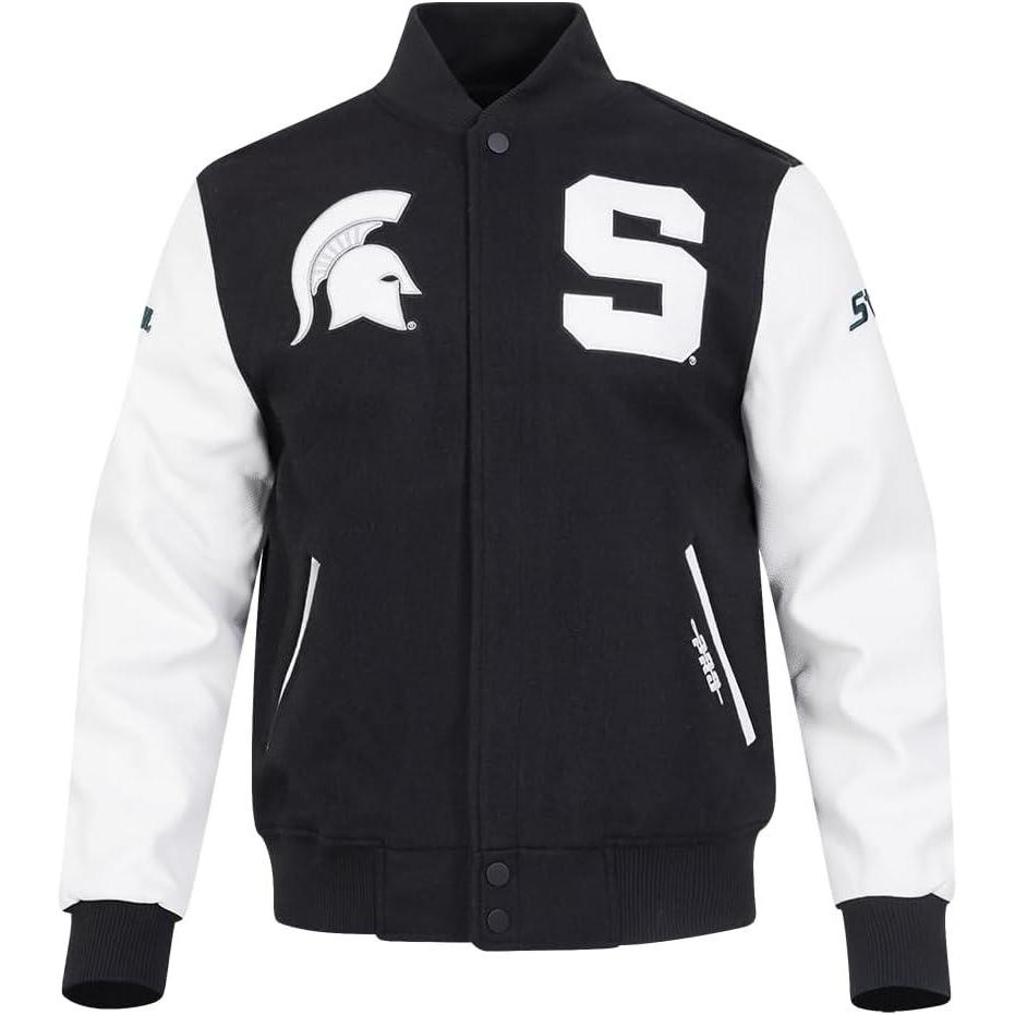 imagePro Standard Mens College Classic Chenille Varsity JacketBlackWhite M60030