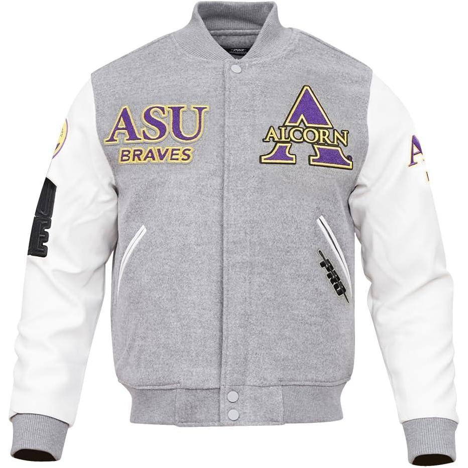 imagePro Standard Mens College Classic Chenille Varsity JacketHeather GreyWhite