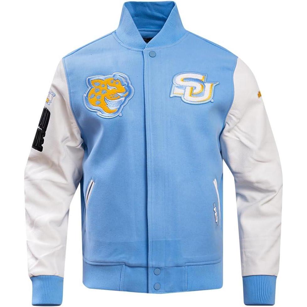 imagePro Standard Mens College Classic Chenille Varsity JacketUniversity BlueWhite