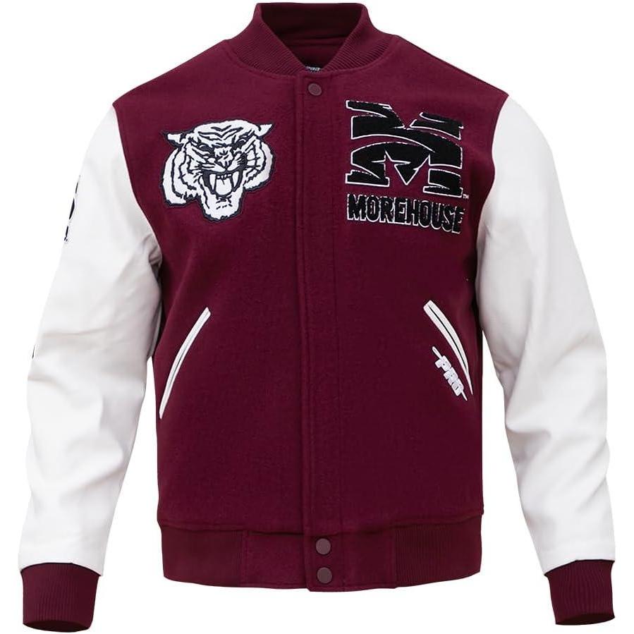 imagePro Standard Mens College Classic Chenille Varsity JacketWineWhite