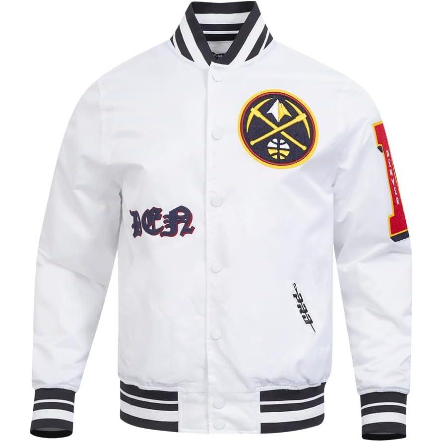 imagePro Standard Mens NBA Old English Satin JacketWhiteBlack