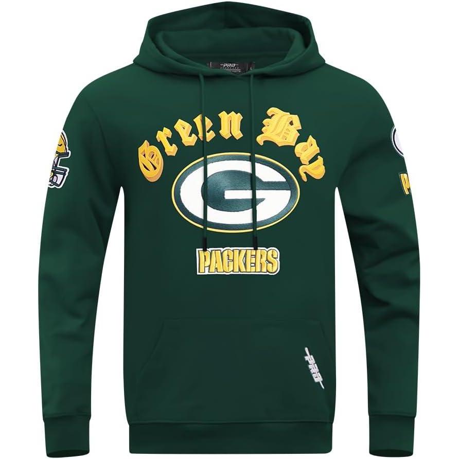 imagePro Standard Mens NFL Old English Brushed Back French Terry Pull Over HoodieGreen