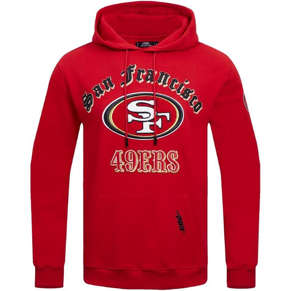 imagePro Standard Mens NFL Old English Brushed Back French Terry Pull Over HoodieRed