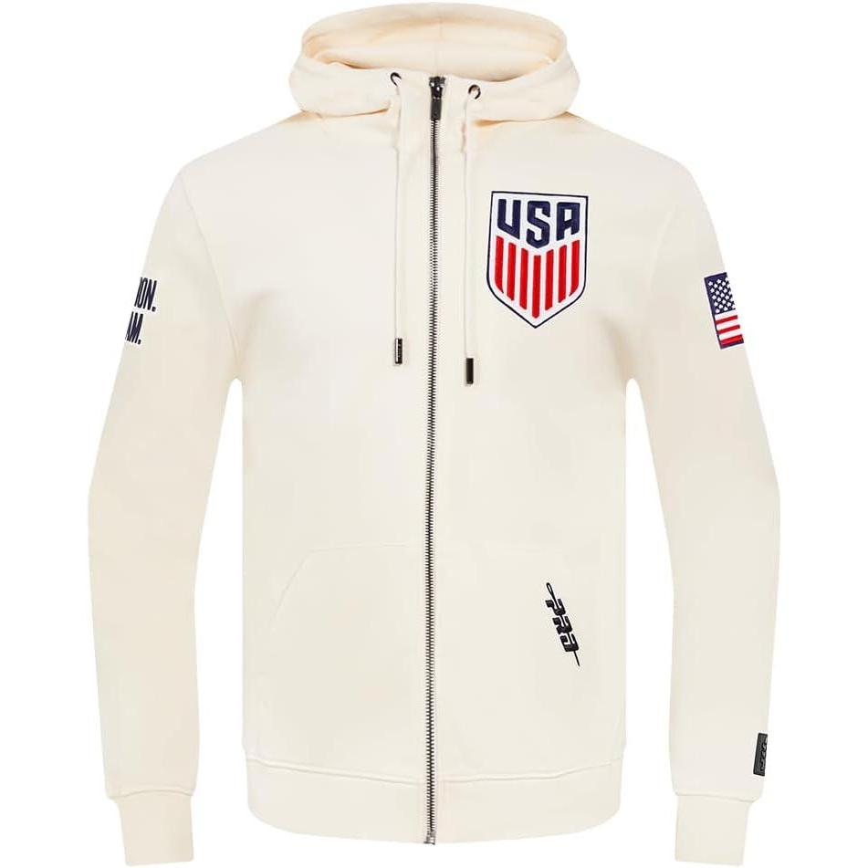 imagePro Standard Mens Ussf Classic Chenille Double Knit FullZip HoodieEggshell
