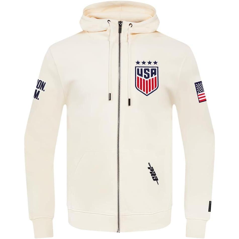 imagePro Standard Mens Ussf USWNT Soccer Classic Chenille Double Knit FullZip HoodieEggshell