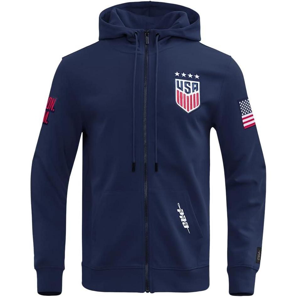 imagePro Standard Mens Ussf USWNT Soccer Classic Chenille Double Knit FullZip HoodieMidnight Navy