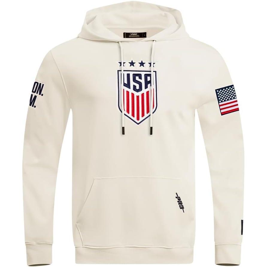 imagePro Standard Mens Ussf USWNT Soccer Classic Chenille Standard Double Knit Pullover HoodieEggshell