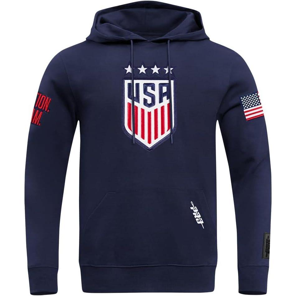 imagePro Standard Mens Ussf USWNT Soccer Classic Chenille Standard Double Knit Pullover HoodieMidnight Navy