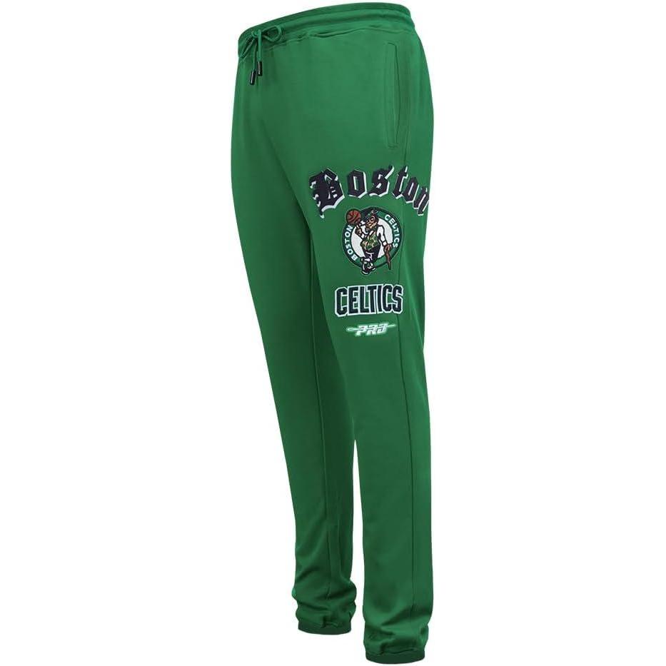 imagePro Standard NBA Mens Mens NBA Old English Brushed Back French Terry SweatpantKelly Green
