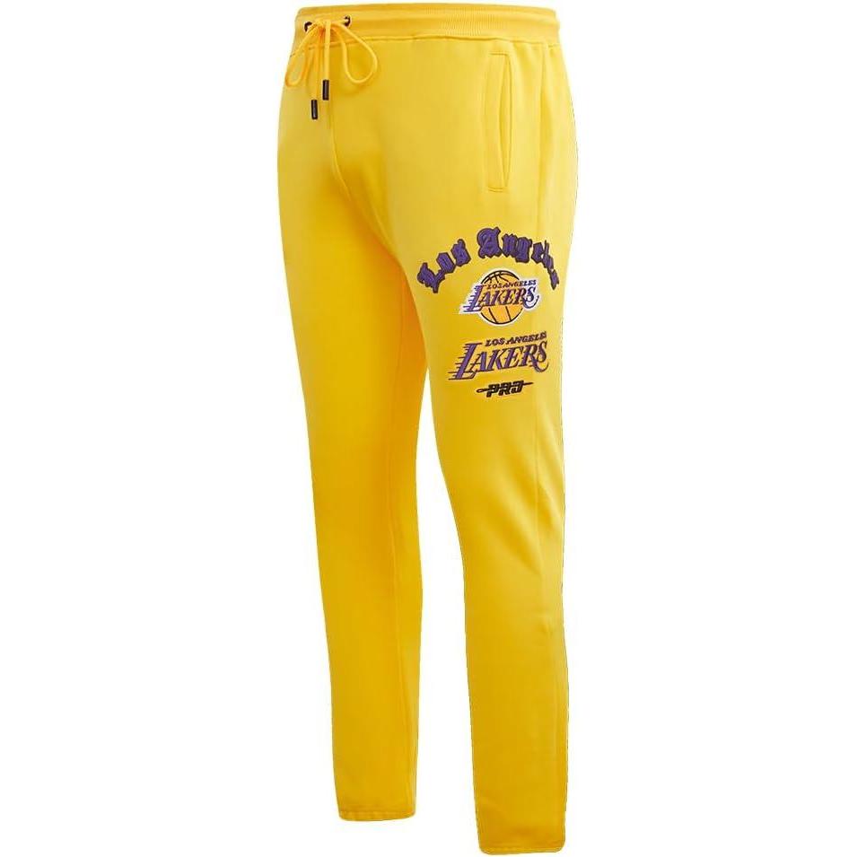 imagePro Standard NBA Mens Mens NBA Old English Brushed Back French Terry SweatpantYellow