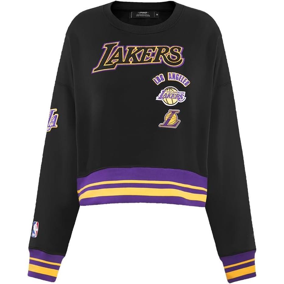 imagePro Standard NBA womens Womens Nba Retro Classics Brushed Back French Terry Crewneck SweatshirtBlackPurpleYellow