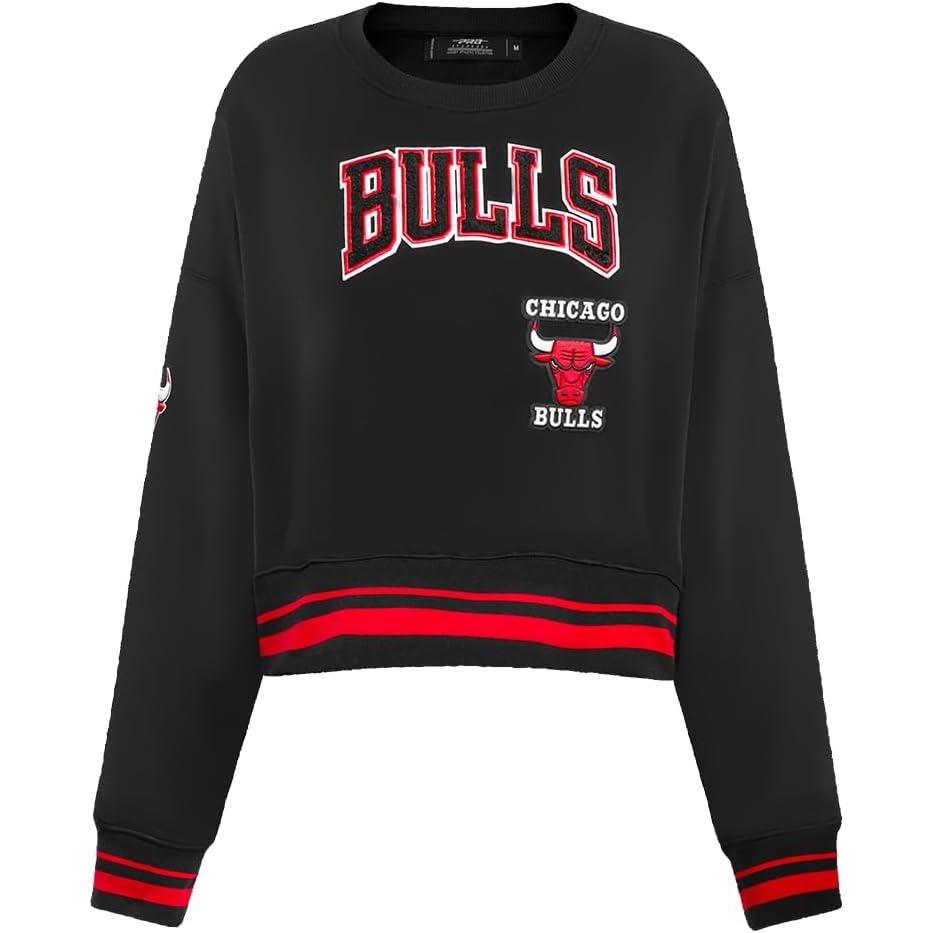 imagePro Standard NBA womens Womens Nba Retro Classics Brushed Back French Terry Crewneck SweatshirtBlackRed