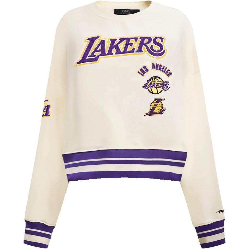 imagePro Standard NBA womens Womens Nba Retro Classics Brushed Back French Terry Crewneck SweatshirtEggshell Purple