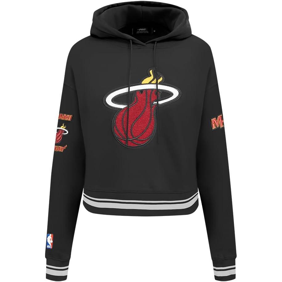 imagePro Standard NBA womens Womens Nba Retro Classics Brushed Back French Terry Cropped Pullover HoodieBlack