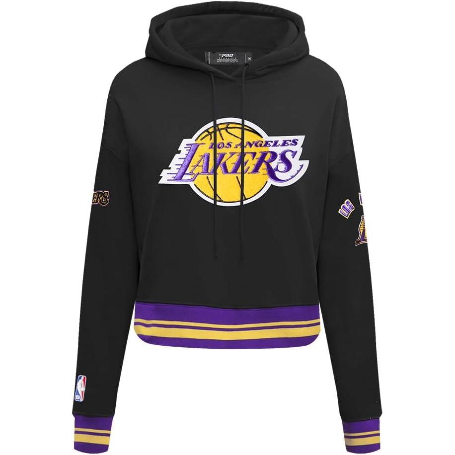 imagePro Standard NBA womens Womens Nba Retro Classics Brushed Back French Terry Cropped Pullover HoodieBlackPurpleYellow