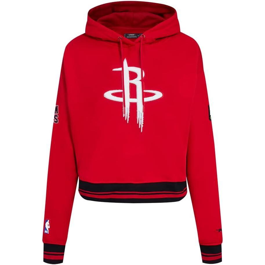 imagePro Standard NBA womens Womens Nba Retro Classics Brushed Back French Terry Cropped Pullover HoodieRedBlack