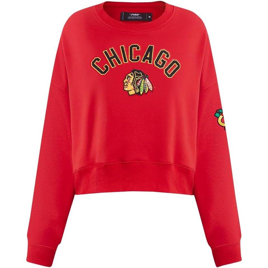 imagePro Standard NHL womens Womens Nhl Classic Chenille Brushed Back French Terry Crewneck SweatshirtRed