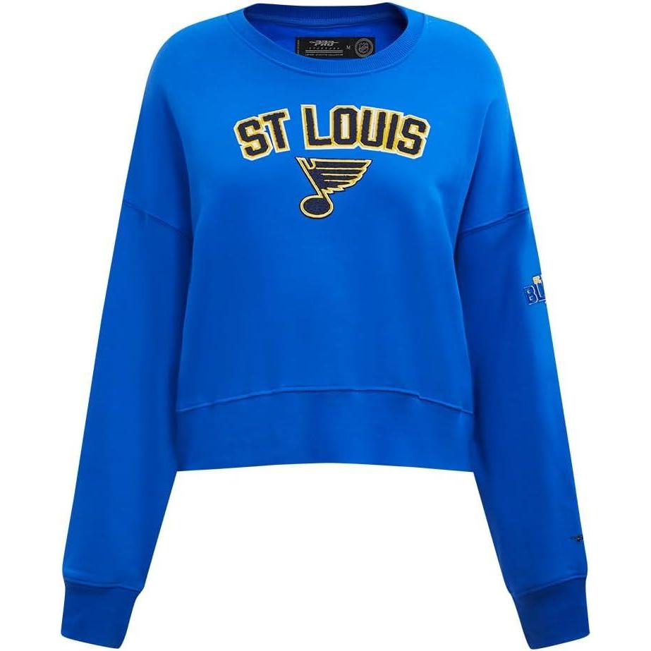 imagePro Standard NHL womens Womens Nhl Classic Chenille Brushed Back French Terry Crewneck SweatshirtRoyal Blue