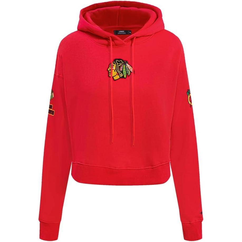 imagePro Standard NHL womens Womens Nhl Classic Chenille Brushed Back French Terry Cropped Pullover HoodieRed