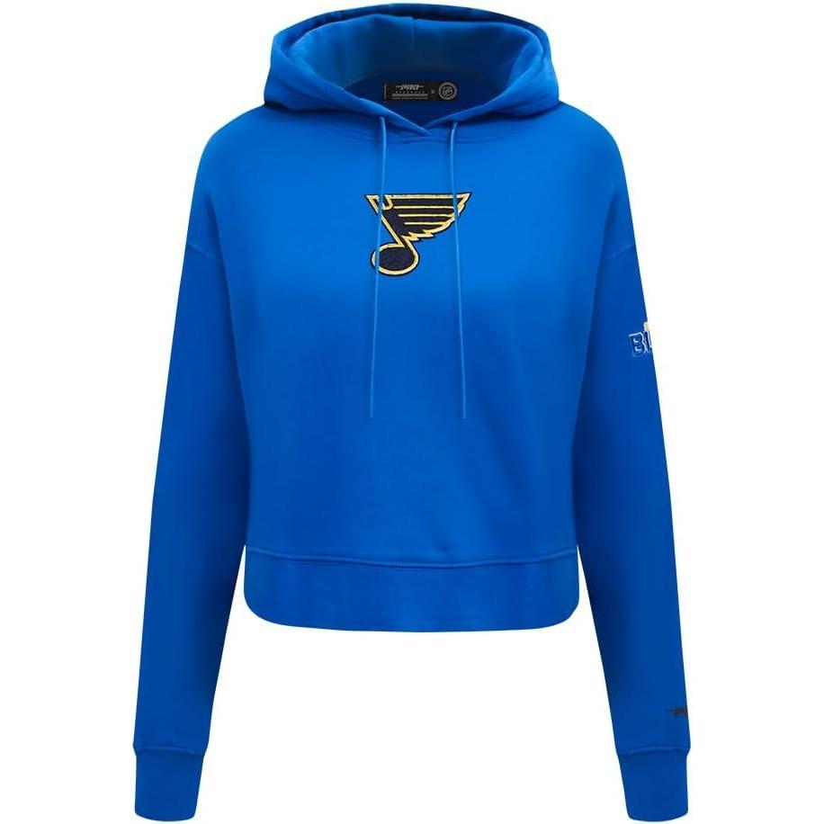 imagePro Standard NHL womens Womens Nhl Classic Chenille Brushed Back French Terry Cropped Pullover HoodieRoyal Blue