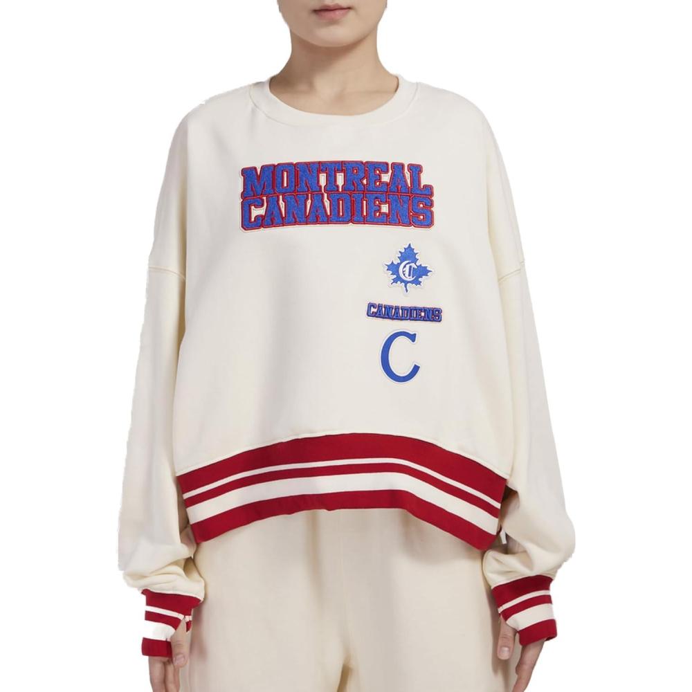 imagePro Standard NHL womens Womens Nhl Retro Classics Brushed Back French Terry Crewneck SweatshirtEggshell Red