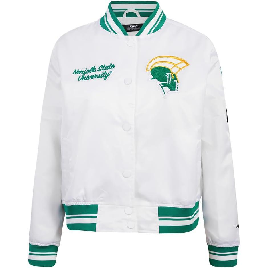 imagePro Standard Womens College Classic Essentials Satin JacketWhiteGreen