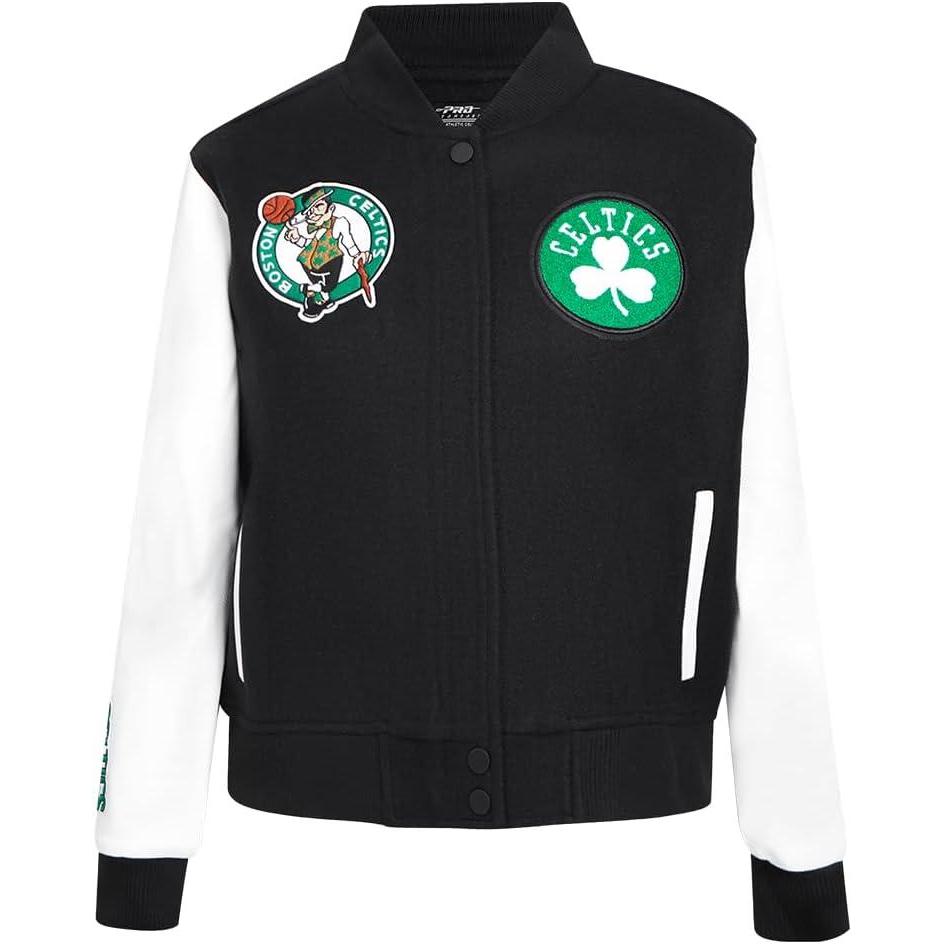 imagePro Standard Womens NBA Classic Chenille Varsity JacketBlackWhite