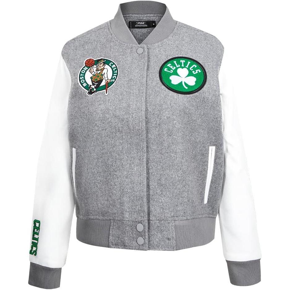 imagePro Standard Womens NBA Classic Chenille Varsity JacketHeather GreyWhite