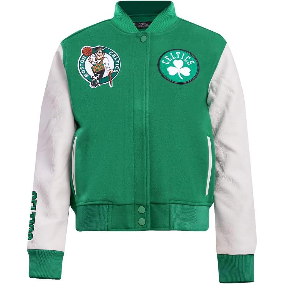 imagePro Standard Womens NBA Classic Chenille Varsity JacketKelly Green White