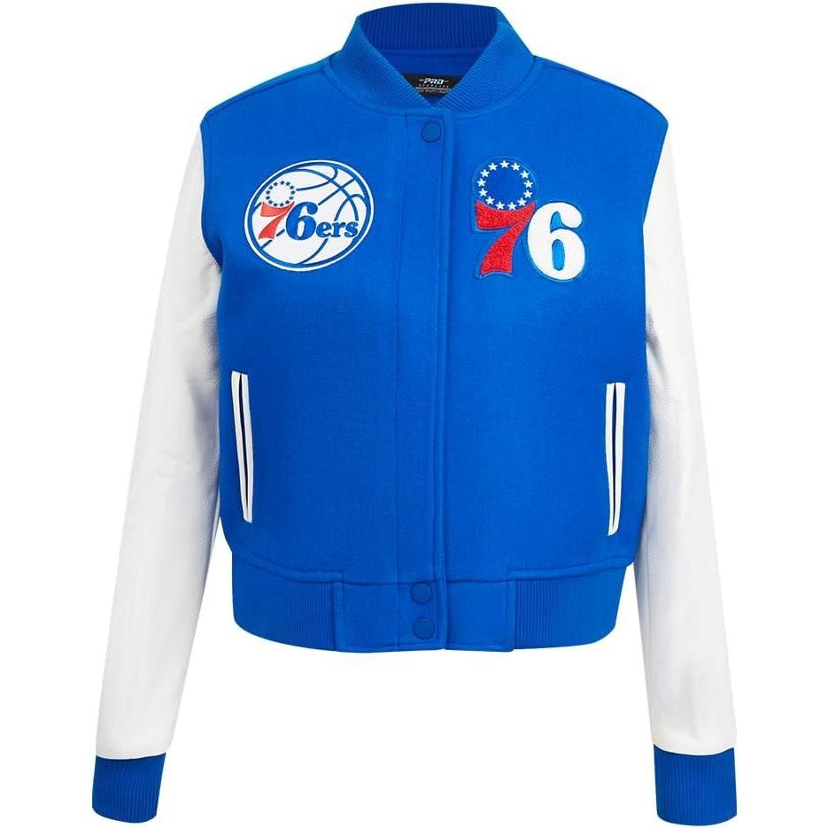 imagePro Standard Womens NBA Classic Chenille Varsity JacketRoyal BlueWhite