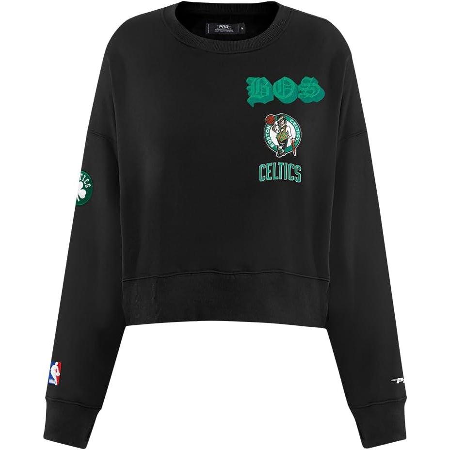 imagePro Standard Womens NBA Old English Brushed Back French Terry Crewneck SweatshirtBlack