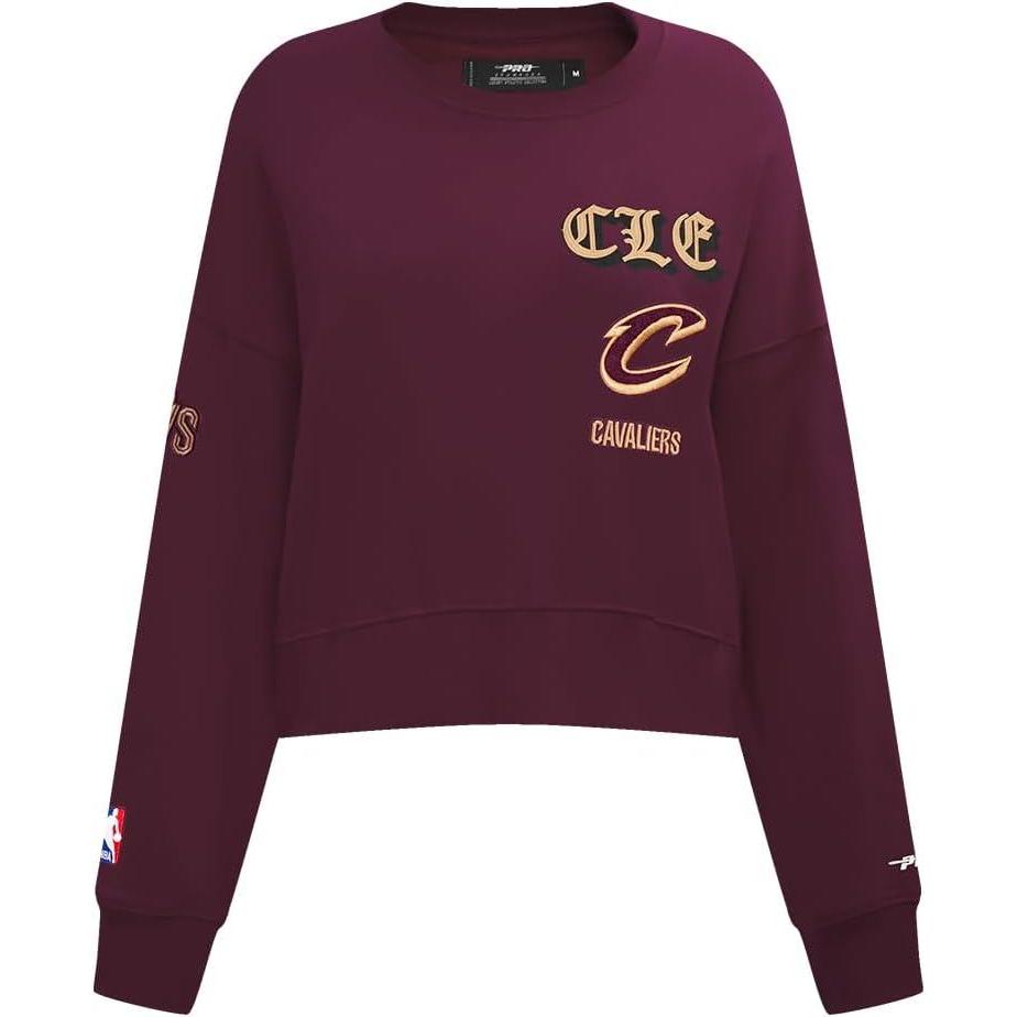 imagePro Standard Womens NBA Old English Brushed Back French Terry Crewneck SweatshirtWine