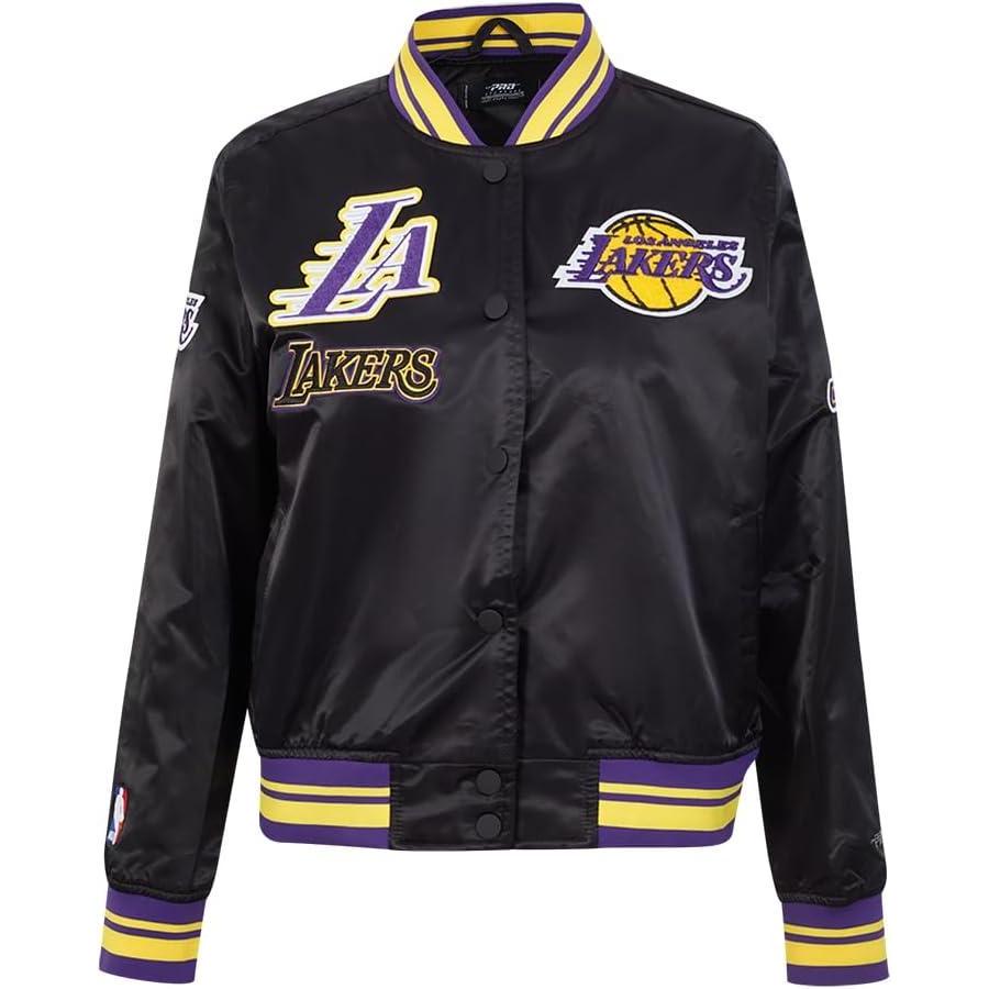 imagePro Standard Womens NBA Retro Classics Satin JacketBlackPurpleYellow
