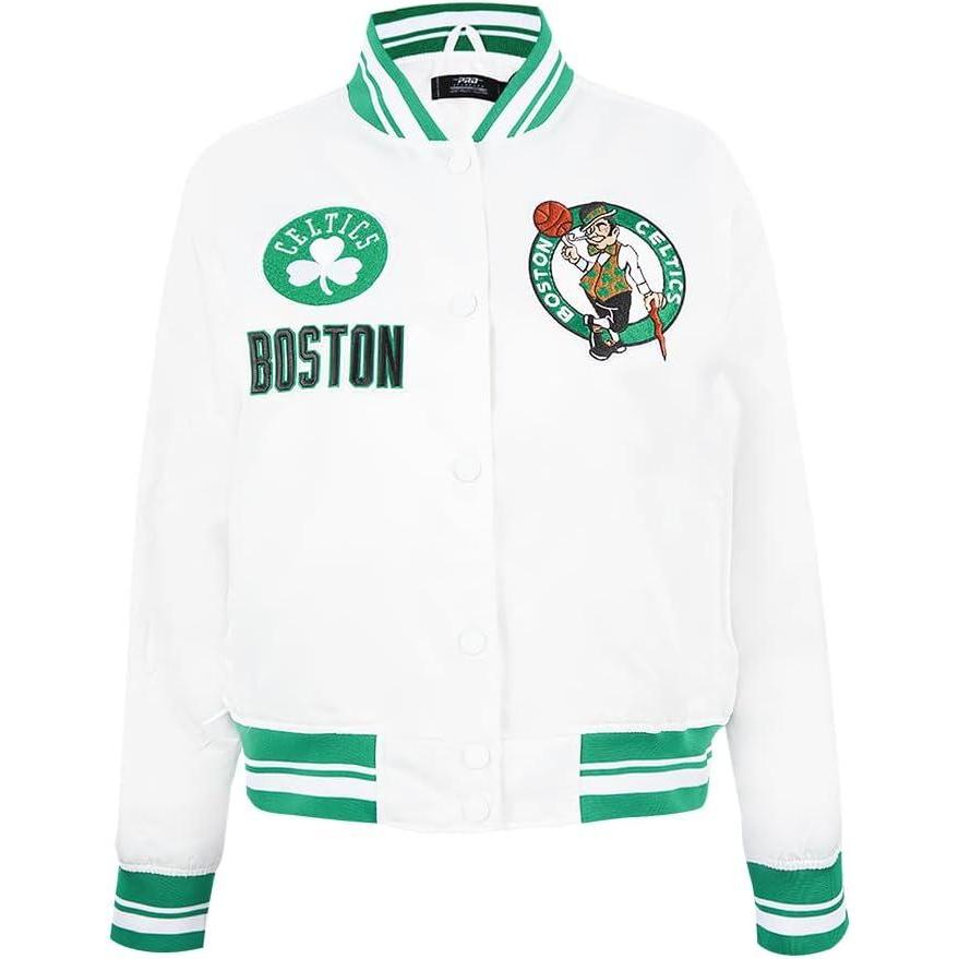 imagePro Standard Womens NBA Retro Classics Satin JacketWhiteGreen