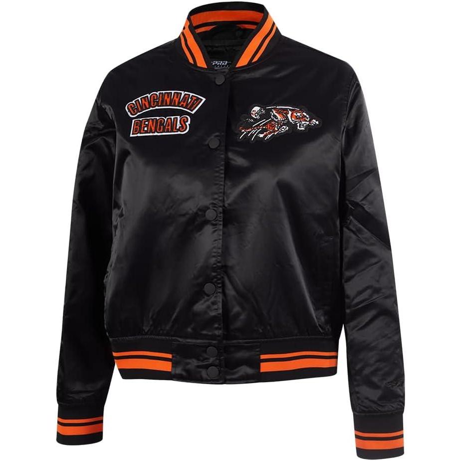 imagePro Standard Womens NFL Cincinnati Bengals Retro Classics Satin Jacket BlackOrange M