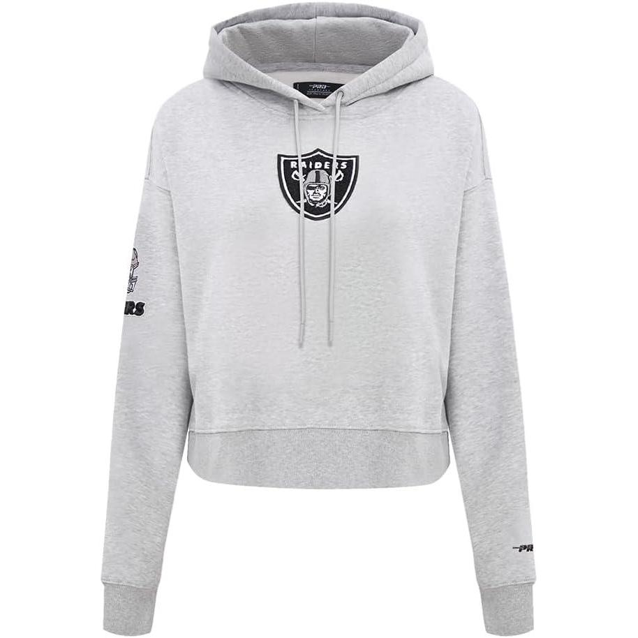 imagePro Standard Womens NFL Classic Chenille Brushed Back French Terry Cropped Pullover HoodieHeather Grey