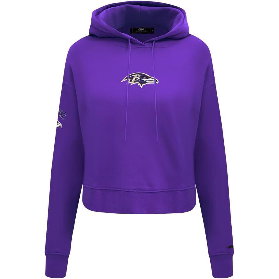 imagePro Standard Womens NFL Classic Chenille Brushed Back French Terry Cropped Pullover HoodiePurple