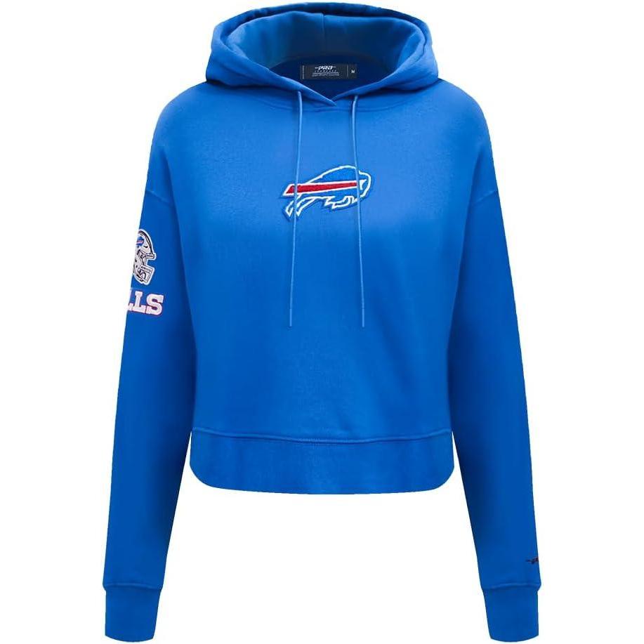 imagePro Standard Womens NFL Classic Chenille Brushed Back French Terry Cropped Pullover HoodieRoyal Blue