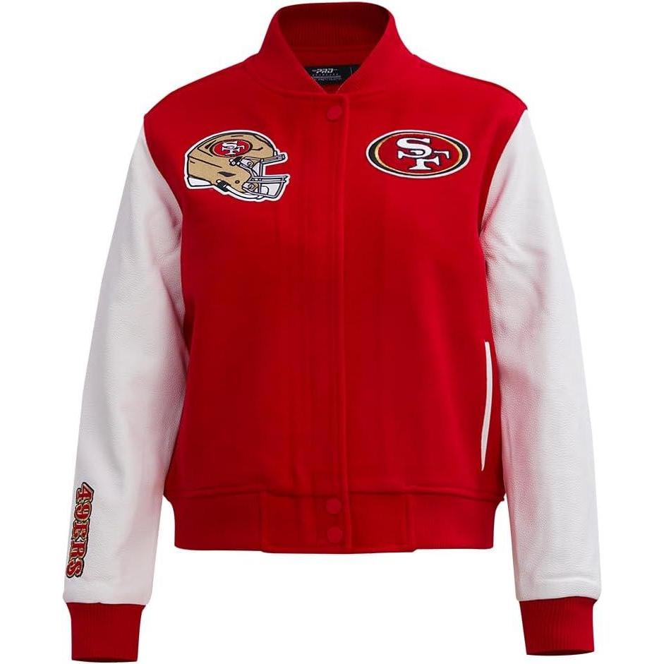 imagePro Standard Womens NFL Classic Chenille Varsity JacketRedWhite