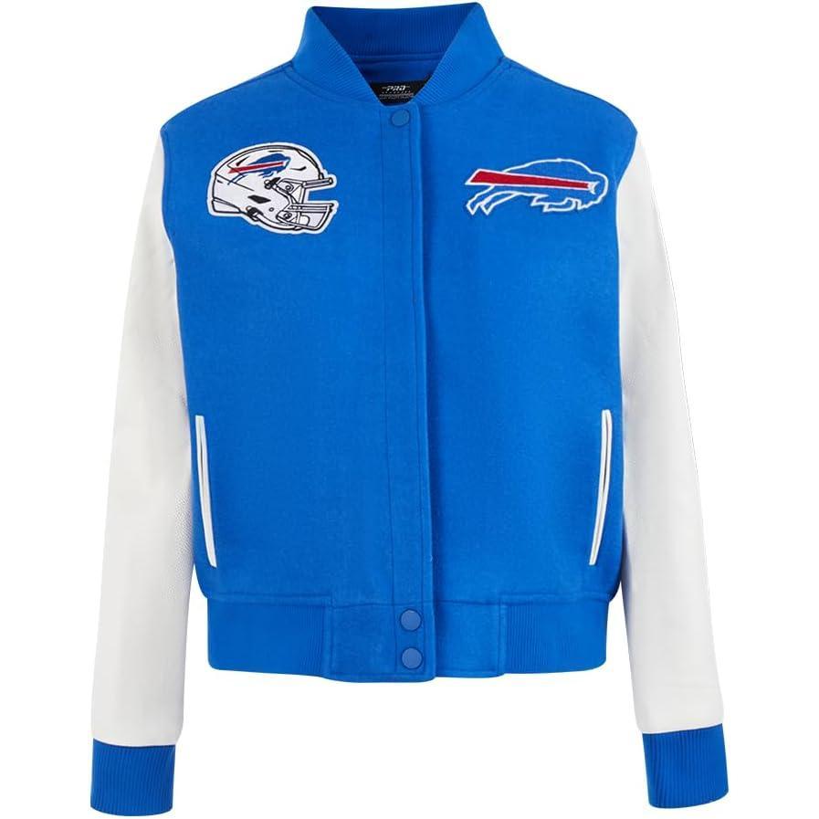 imagePro Standard Womens NFL Classic Chenille Varsity JacketRoyal BlueWhite