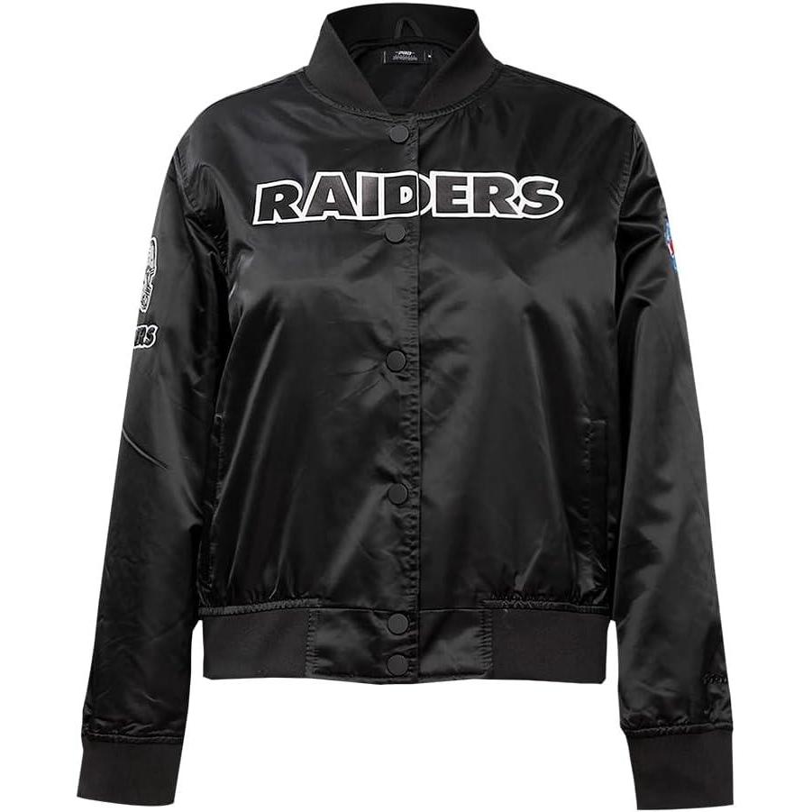 imagePro Standard Womens NFL Las Vegas Raiders Classic Chenille Satin Jacket Black XS