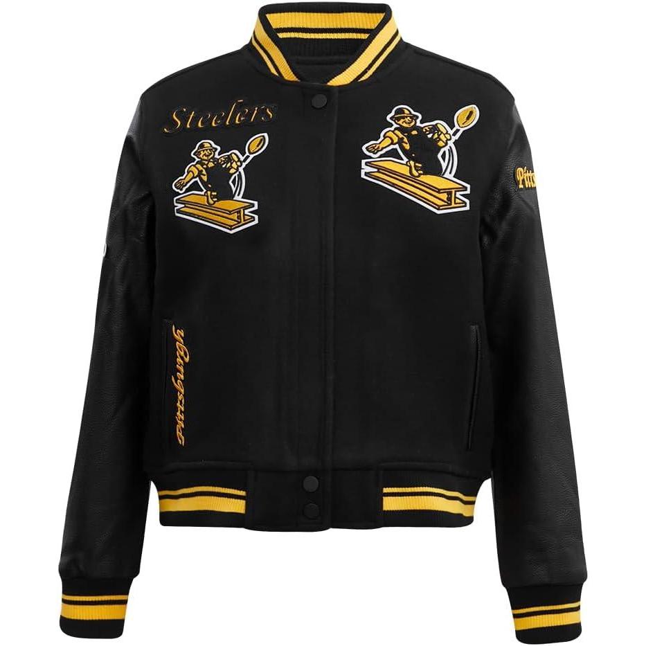 imagePro Standard Womens NFL Pittsburgh Steelers Retro Classics Varsity Jacket BlackYellow XS