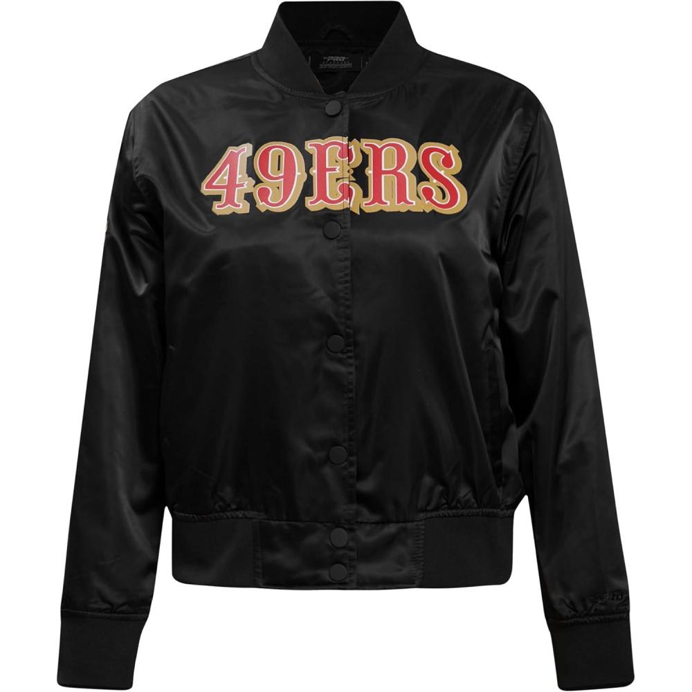imagePro Standard Womens NFL San Francisco 49ers Classic Chenille Satin Jacket Black M
