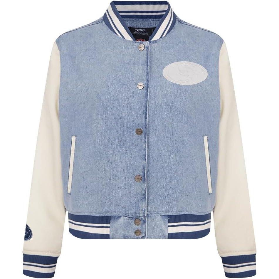 imagePro Standard Womens NFL San Francisco 49ers Varsity Blues Denim Jacket DenimLinen L