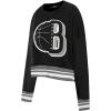 PRO STANDARD Womens NBA Mash Up Brushed Back French Terry Crewneck Sweatshirt(Black/Gray)