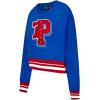 PRO STANDARD Womens NBA Mash Up Brushed Back French Terry Crewneck Sweatshirt(Royal Blue/Red)