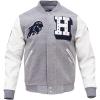 Pro Standard Mens College Classic Chenille Varsity Jacket(Heather Grey/White)