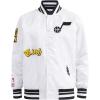 Pro Standard Mens NBA Old English Satin Jacket(White/Black)